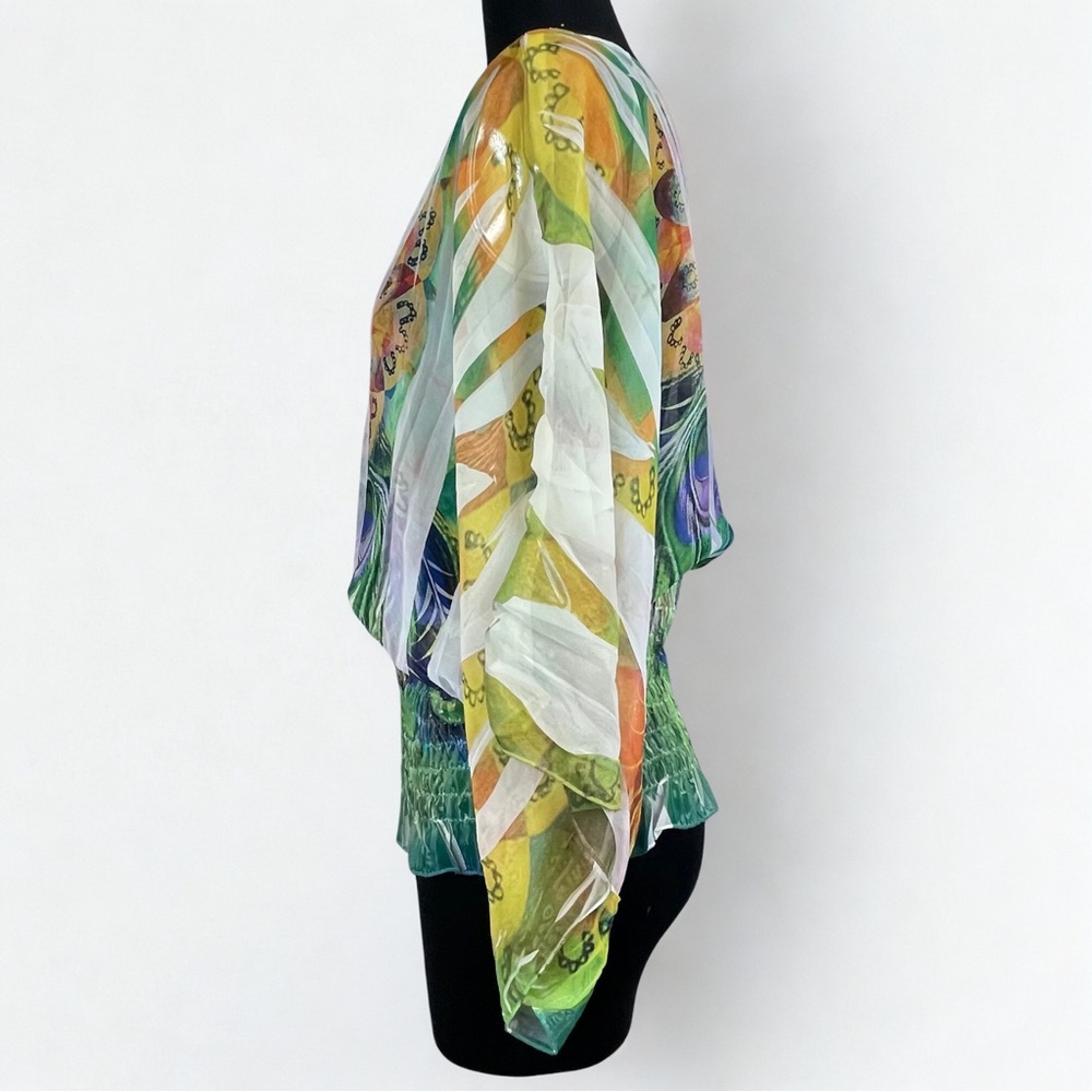 Blouse – Flowy Sheer Top, Smocked Waist, XL - Design Works - Picture 4 of 10
